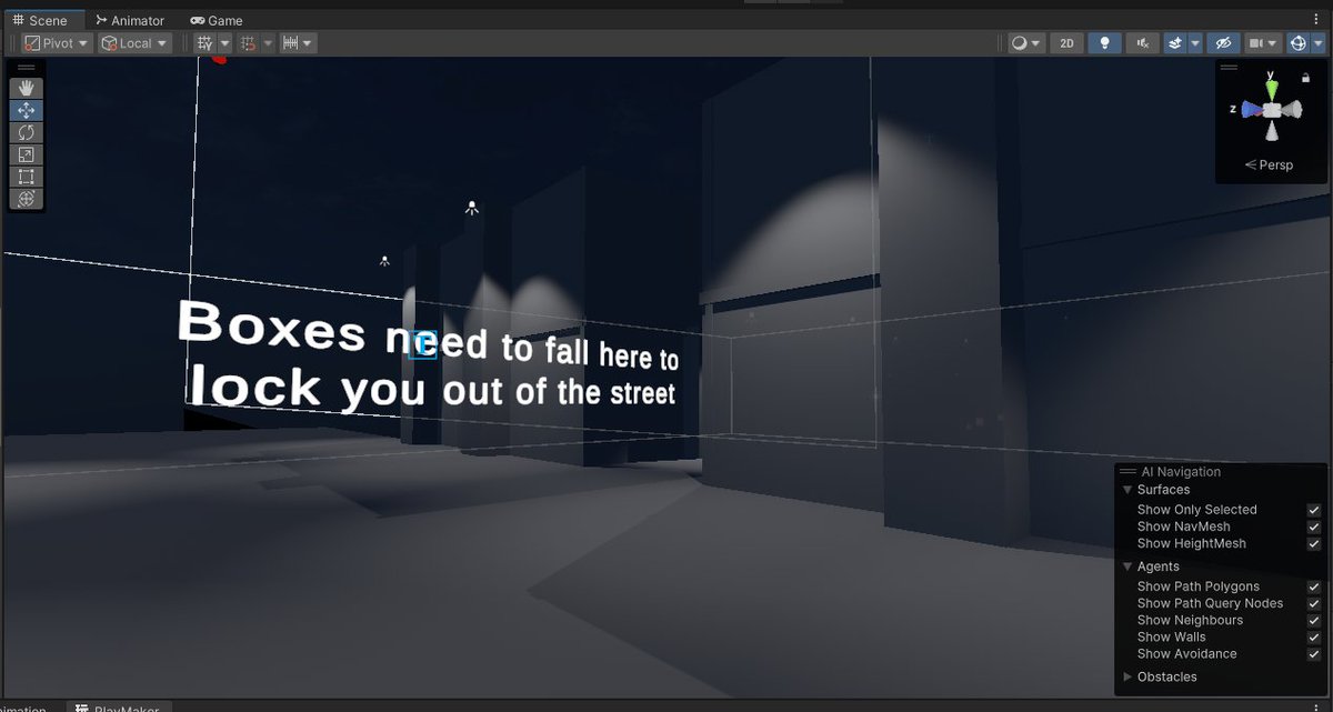 WGameDevStudios's tweet photo. They say market your game early, but they never agree on how early, so enjoy some blockouts. 🐈

Can you feel that AAA quality? 😂

Although it would be really interesting to see how this looks when it's had an art pass. 👀
#unity #gamedevelopment #playmaker https://t.co/swTTzZNhVo