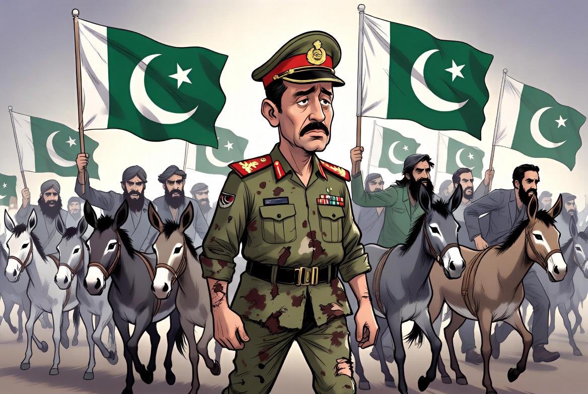 SSEHBAI1's tweet photo. WHERE ARE THE GO-BETWEENS: After 140 US strikes in a day on Iran and severe Iranian retaliation, even on Qatar, with Hormuz again blocked, where are the Field Marshal, the PM and other jokers hopping in private jets and boasting about their global importance and role. 
   Dumped by Iran as untrustworthy, Pak Army has now invaded Baluchistan with tanks and Afghanistan with jets, to keep extracting billions from taxpayers. 
   The 15 minutes of fame on the world stage are over and now it’s the deeply wounded and aggrieved people of Pakistan vs a rogue junta of lunatic Generals. 
   This war will be bloody and fatally damage the Army. Those not-so-helpless Generals who feel betrayed and embarrassed, now have to take charge or face public wrath. Their empire will crumble. Azad Kashmir and Balochistan will  spearhead the liberation of Pakistan from these mad men.