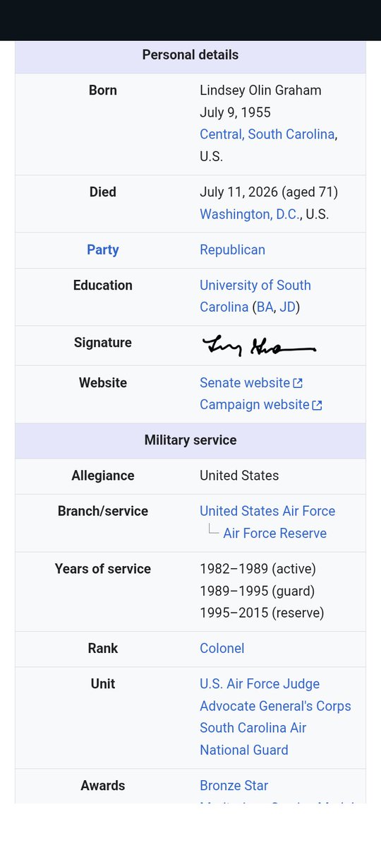 muddavugger1's tweet photo. @Dirty_Water @CigmanF @fedmech 

Happy day 12 of white history month everyone. 
Lindsay Graham a Republican Senator from South Carolina passed away yesterday. Below is a profile of some of his career accomplishments...👇 https://t.co/VtLixJfwmH