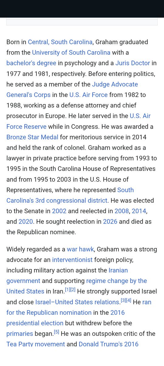 muddavugger1's tweet photo. @Dirty_Water @CigmanF @fedmech 

Happy day 12 of white history month everyone. 
Lindsay Graham a Republican Senator from South Carolina passed away yesterday. Below is a profile of some of his career accomplishments...👇 https://t.co/VtLixJfwmH