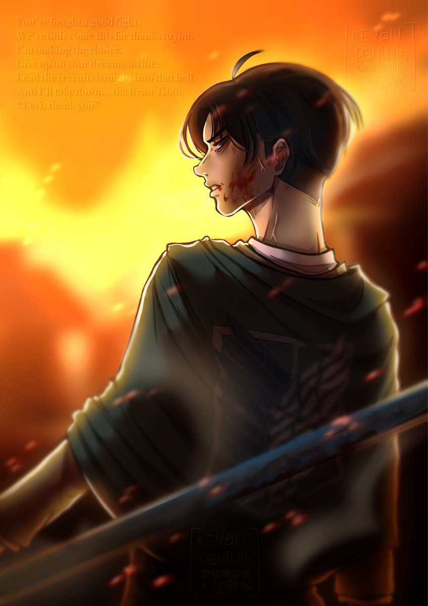 Evan_paninis's tweet photo. “Give up on your dream and die” AUUUUGH 

#eruri #attackontitan #aot #levi https://t.co/107goMofuK