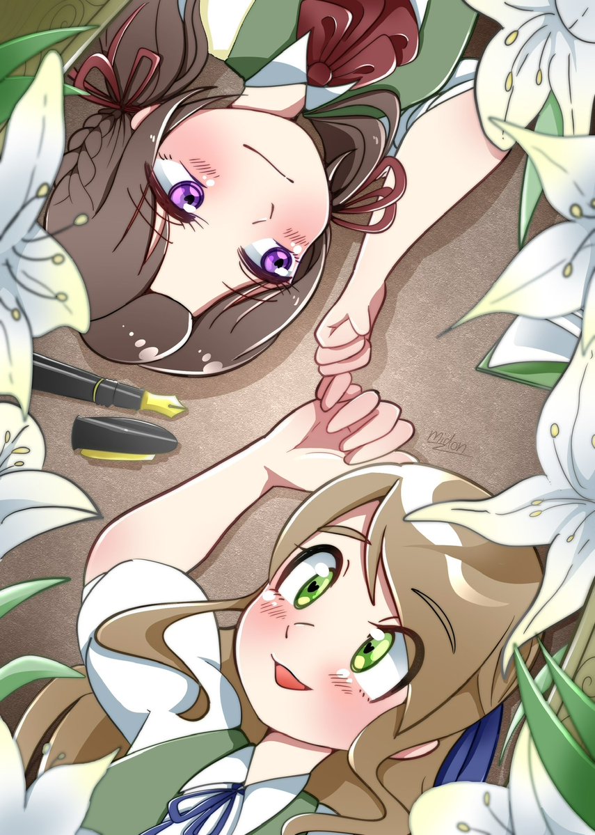 midon0823's tweet photo. うちのこです♡
最初百合の花は2輪くらいしか描いてなかったんですけど、なんか寂しいなあと思って沢山加えたら良くなりました。
百合は多ければ多い方が良いことが証明されましたね。素晴らしい。

#創作百合
#百合作家さんと繋がりたい https://t.co/xLotI8DGpw