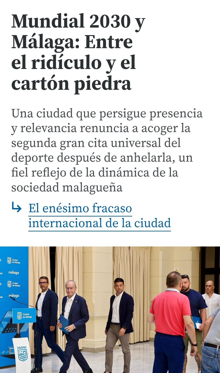 Malaguista122's tweet photo. Aniversario de una tomadura de pelo histórica. Nos vendieron humo y nos dejaron fuera del Mundial 2030 basándose en mentiras e incapacidad política. El cuento de "proteger al club" fue la excusa barata para tapar su propia incompetencia. Málaga no olvida la traición. https://t.co/IMEFjwxU21