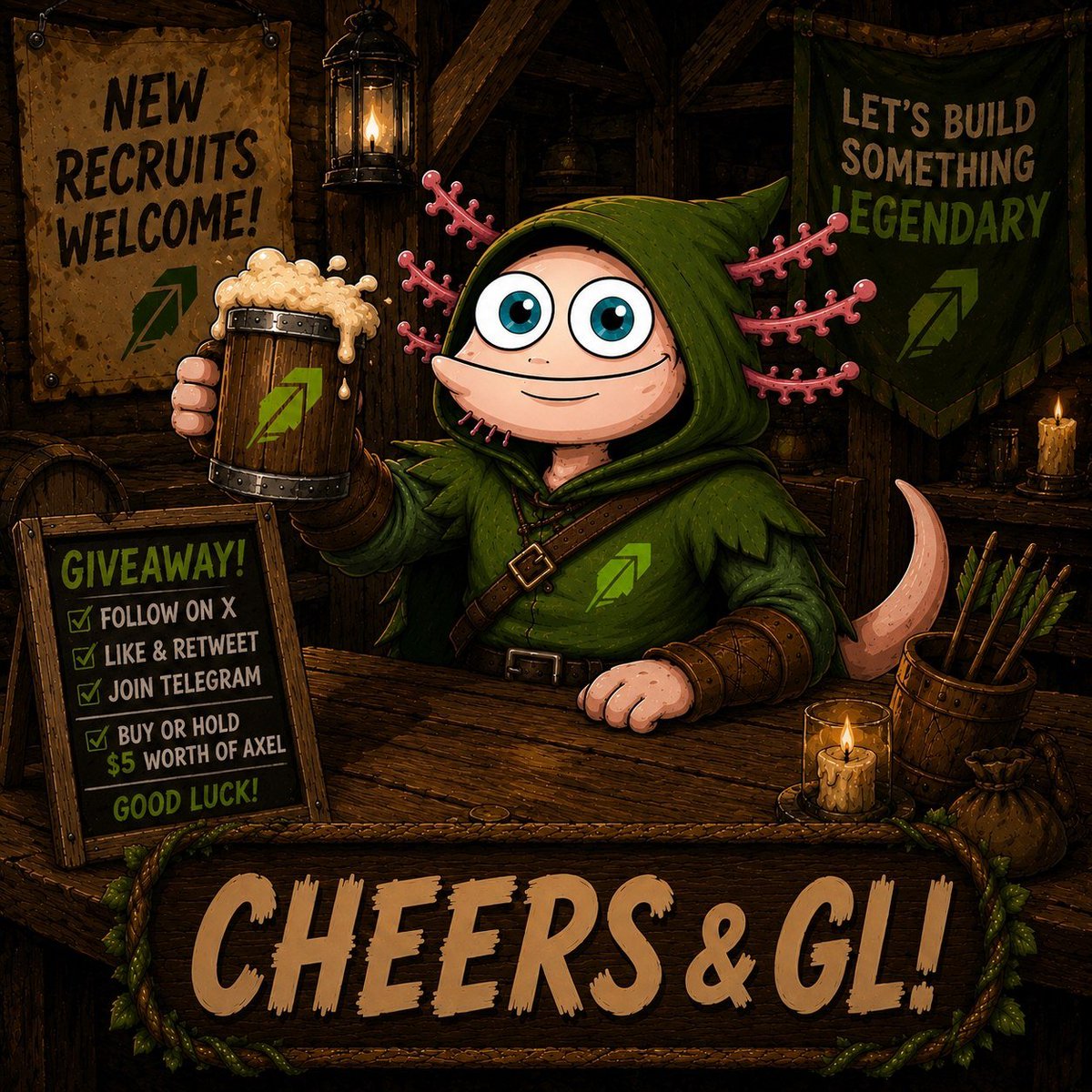 AxelTheOutlaw's tweet photo. ALPHA ALERT: $AXEL ON @Noxa_Fi 🚀

🦎📈We are building something legendary, and we want you in the tavern.

🎁 $50 GIVEAWAY TO 1 WINNER (24HRS) 🎁

To Enter:
1️⃣ Follow on X 
2️⃣ Like & RT the post
3️⃣ Join the TG: https://t.co/NKEEPmTmUP🗣️
4️⃣ Buy/Hold just $5 of $AXEL 

💰Clean distribution, active community, and we are just getting started. Cheers & GL! 🍻👇