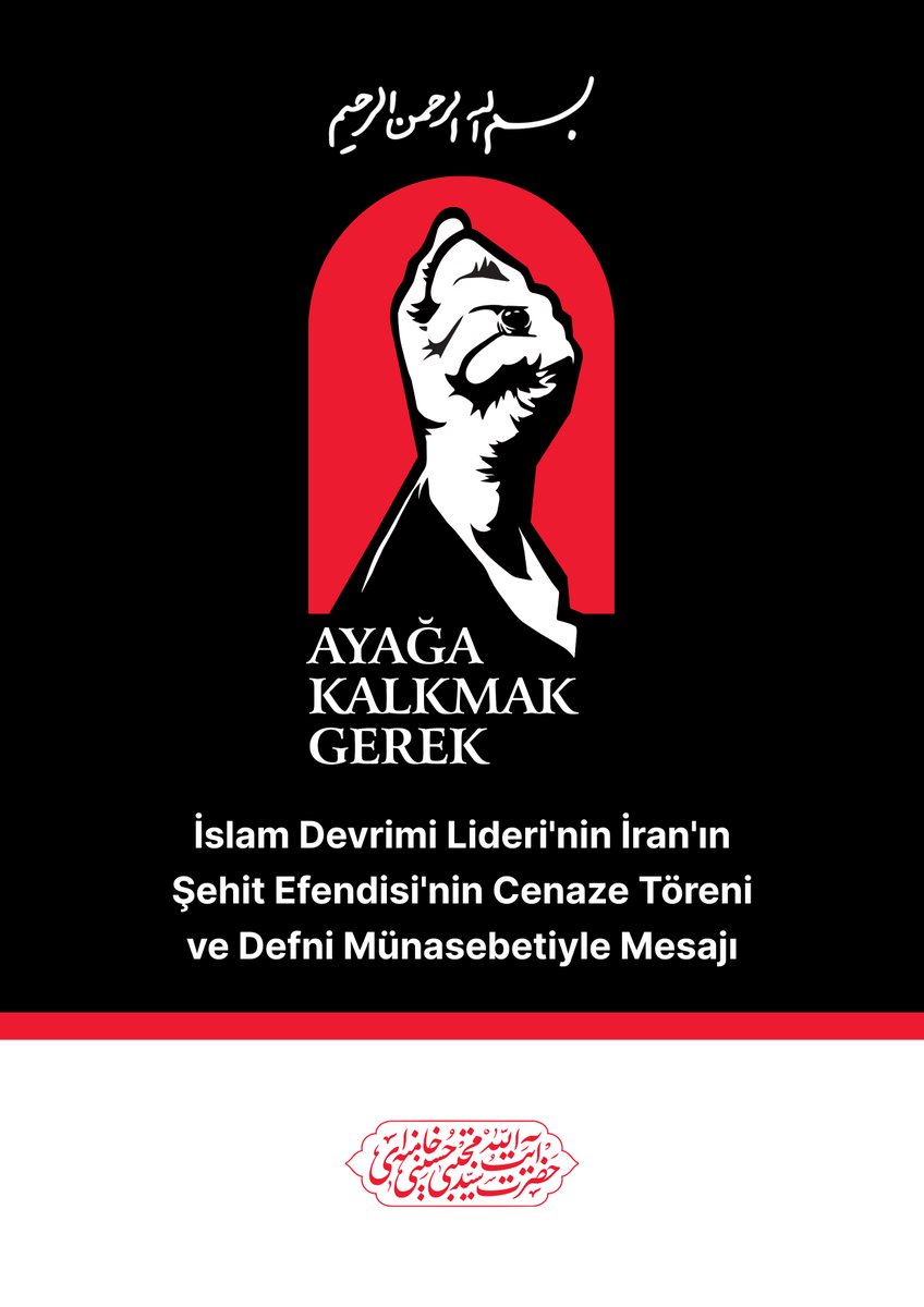 tr_MHamaney's tweet photo. ✍️ İslam Devrimi Lideri'nin İran'ın Şehit Efendisi'nin Cenaze Töreni ve Defni Münasebetiyle Mesajı

🏴#AyağaKalkmalı #ŞehitHamaney #Hamaney https://t.co/9UaeLG0rN8