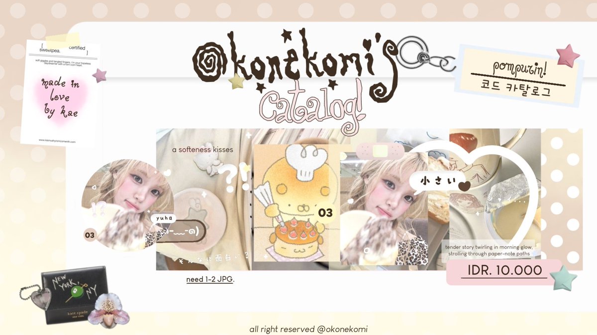 okonekomi's tweet photo. help repost yaa, thankyou ✿ ˖ 

hallo semua aku bawa rs layout serba < yuha > dengan catalog dibawah ini :3 untuk harga dan code tertera di pict serta alt+ ya!

don't forget to mention @. after dm if you interest! #bealanja https://t.co/mkiK0rdlTY