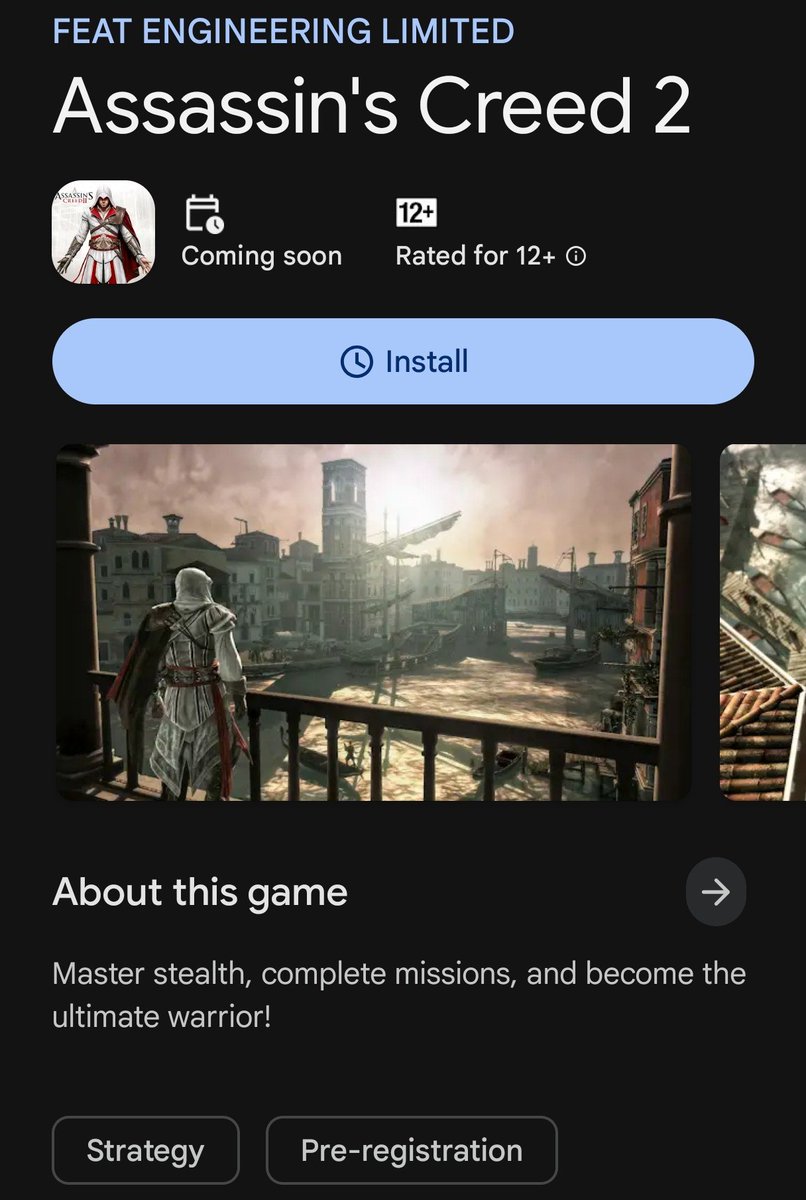 ANDROOSGAMEPLAY's tweet photo. Guys hold your horses! 
Assassin's Creed 2 coming soon for Android devices!
@GooglePlay stop this before its too late to handle! https://t.co/gyMc3mxAZK