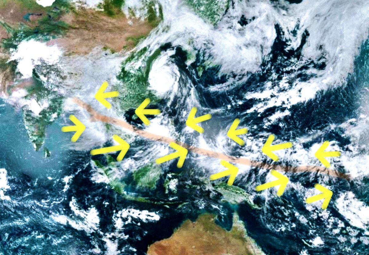 allindiaweather's tweet photo. A 7000-10000 km long Intertropical Convergence Zone has developed from the Bay of Bengal to the central Pacific Ocean. Several tropical systems are embedded within it and intensifying. They are moving northwestward toward the western Pacific. Some of these are likely to reach the Bay of Bengal. It remains to be seen how much rainfall they will provide to the Indian subcontinent during 20-30 July.
Image courtesy Zoom Earth.