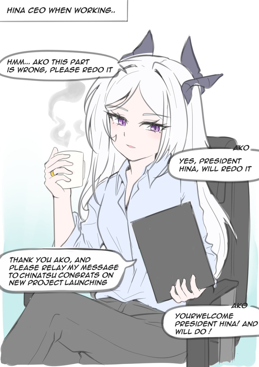 MikeDrawArt98's tweet photo. Daily Life with Sorasaki Hina as Wife and CEO  
" Hina when in working mode " 
#BlueArchive #ブルアカ https://t.co/FiWiGewyCd
