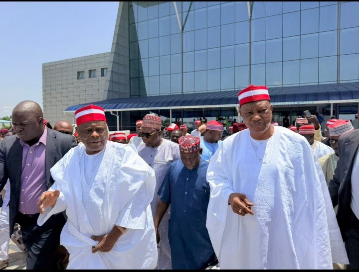 PO_GrassRootM's tweet photo. Our incoming Vice President, His Excellency Sen. Rabiu Musa Kwankwaso, PhD, FNSE, has arrived at Mallam Aminu Kano International Airport after successfully performing the sacred Umrah.

Welcome back home, Sir! https://t.co/CaPomA8Vjx