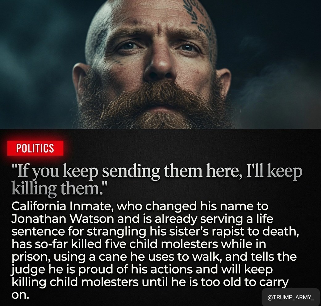 RealFkJr's tweet photo. He should get his own dedicated section in prison, with every child molester sent there. 

What do you guys think?

Follow And Repost: @RealFkJr https://t.co/Th3ynAYgYA