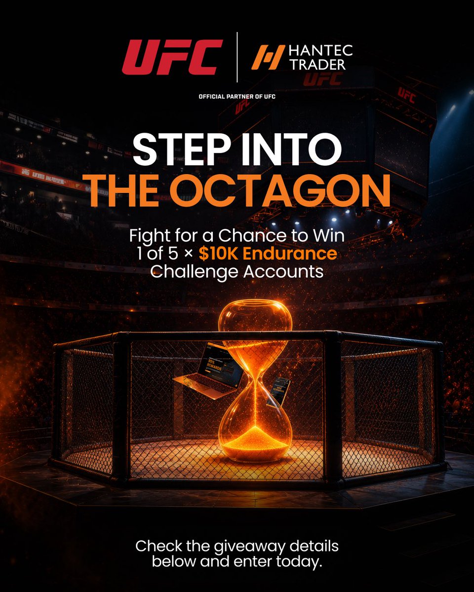 HantecTrader's tweet photo. Think you've got what it takes to step into the Octagon?

🔥 We're giving away 5 x $10K Endurance Challenge Accounts.

Here is how to win: 

1. Like this post✅
2. Tag 2 friends📈
3. Comment your favorite part about our Endurance Challenge🥊

Enter now for your chance to win and take the next step in your trading journey.

Good luck! 🥊