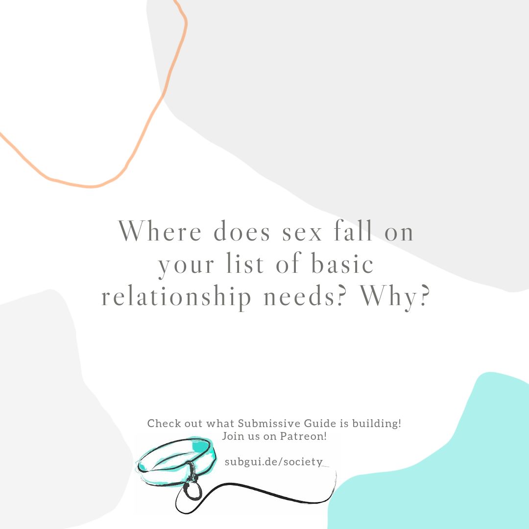 subguide's tweet photo. Where does sex fall on your list of basic relationship needs? Why? https://t.co/7X2XcUIon8