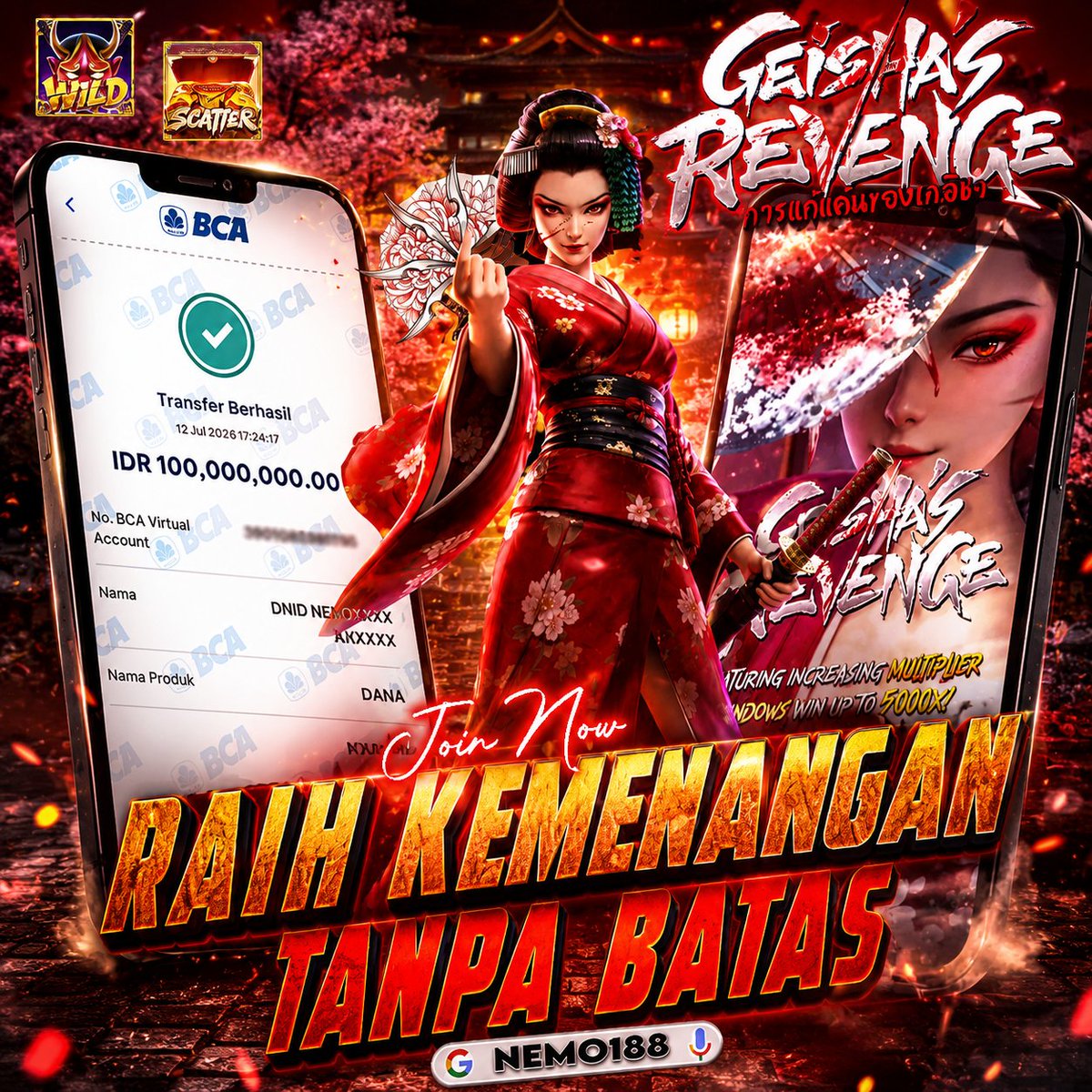 ratunemo188's tweet photo. JOIN SEKARANG !!!  RASAKAN KEMENANGAN TANPA BATAS MODAL TIPIS MENANG BERLAPIS
#Innalillahi #JAEHYUN_99Degrees Amanda Zahra #blackpink #Senin #Veda #nemo188 #fyp #viral #sorotan #jangkauan #potret #geisharevenge https://t.co/r8vSeN6jyk