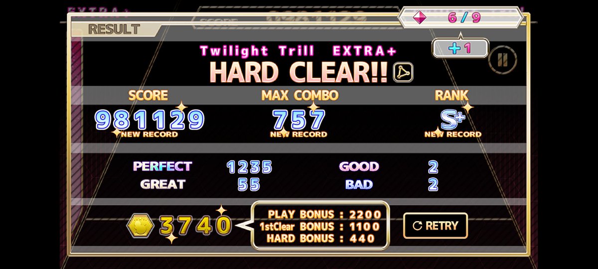 kahiru_execute's tweet photo. 【ChainBeeTをプレイ】
Twilight Trill(EXTRA+)をHard Clear!!
#ChainBeeT

Ｓ＋いけた✌️
フルコンも狙いたい https://t.co/7yUeuE75s2