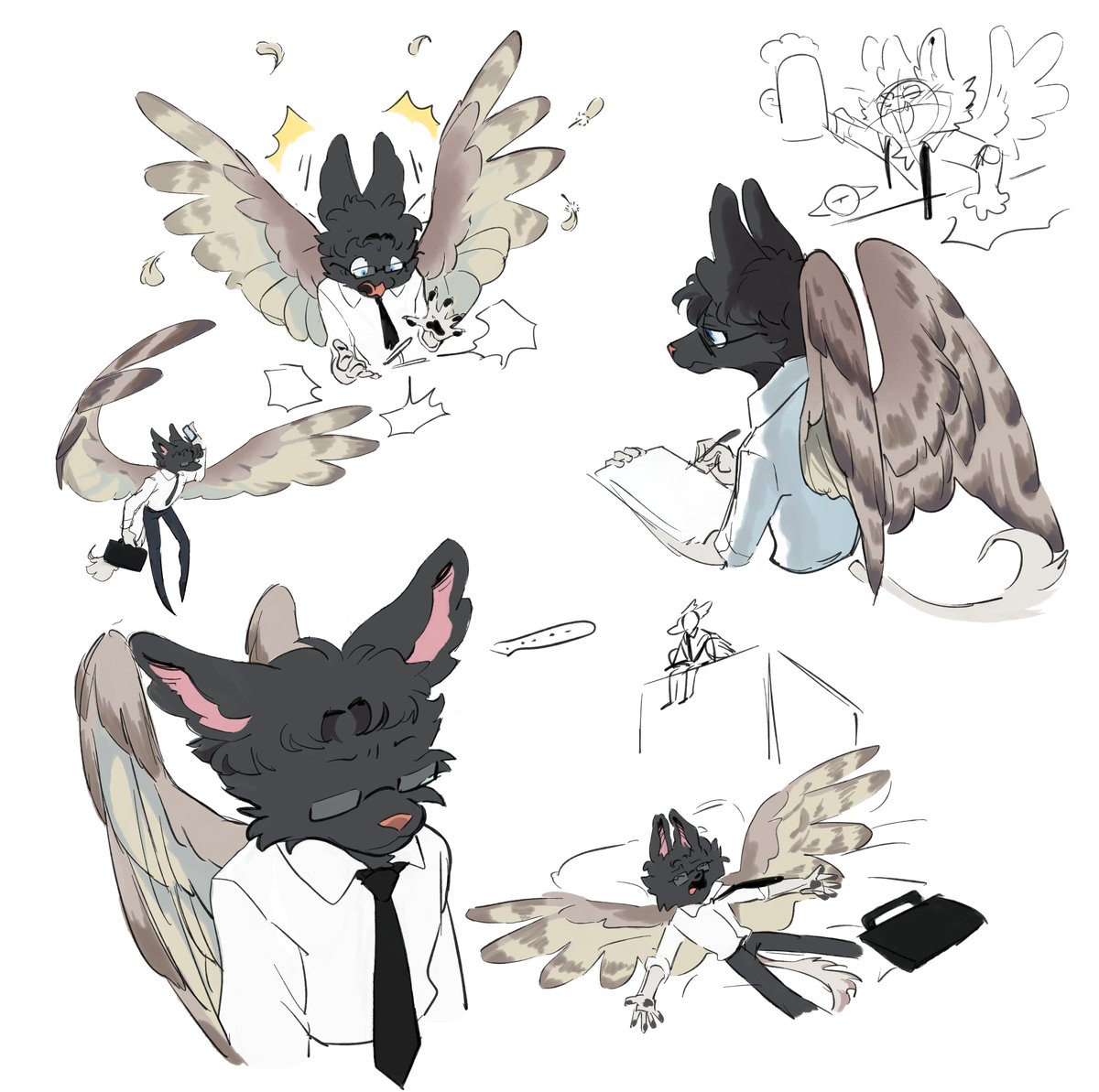 BLUELION_2dot0's tweet photo. 这是另一版本天马助手的设计图。
长着猛禽的翅膀🦅🪽🪶
是个被边缘化的公司职员，性格孤僻。
喜欢火烈鸟马克杯 https://t.co/Sg9ZfKRhHJ
