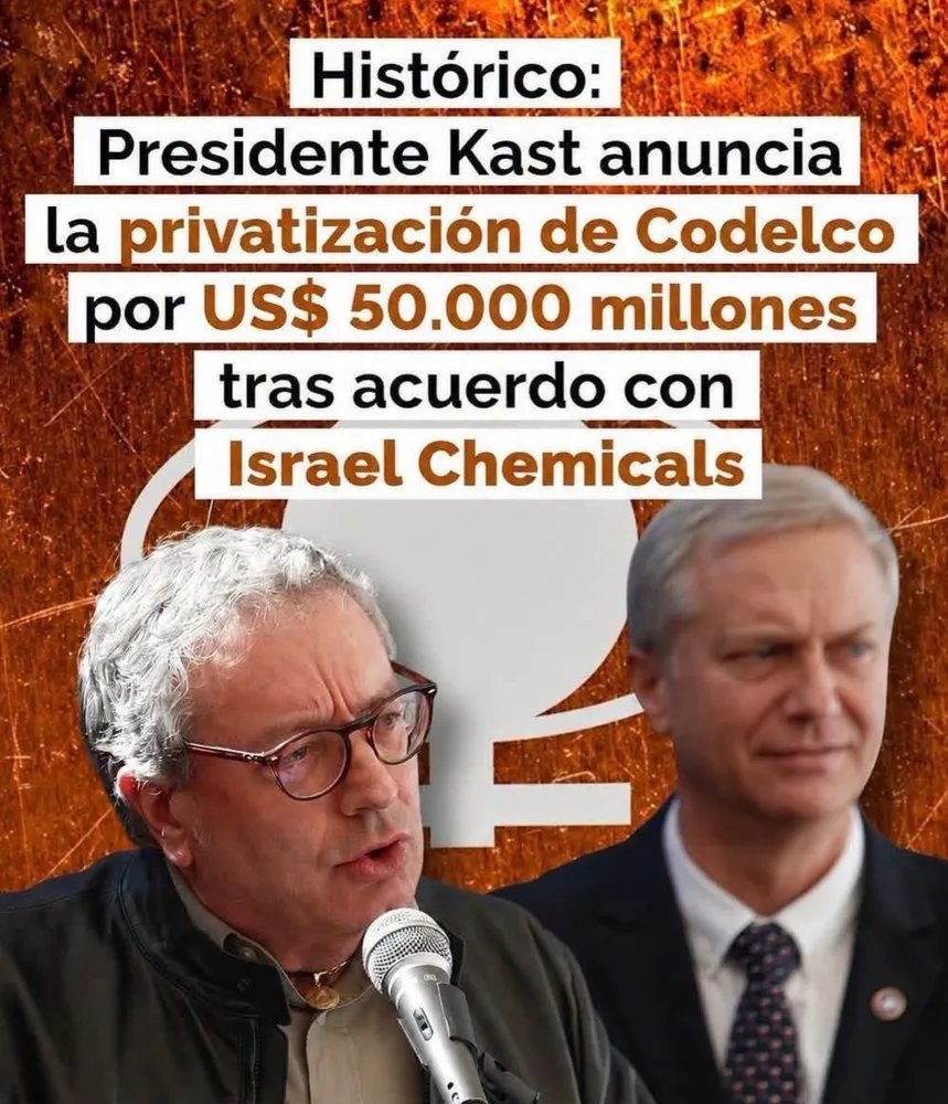 miguelfriasreca's tweet photo. Los Judios Sionista y Genocidas, quieren ser dueños de nuestro Cobre. Kast les vendedería yacimientos de Codelco a Israel Chemicals 😠👇 

#ElCobreEsdeLosChilenos #ElCobreElSuedoDeChileNOseToca https://t.co/jYkNB3pCJM