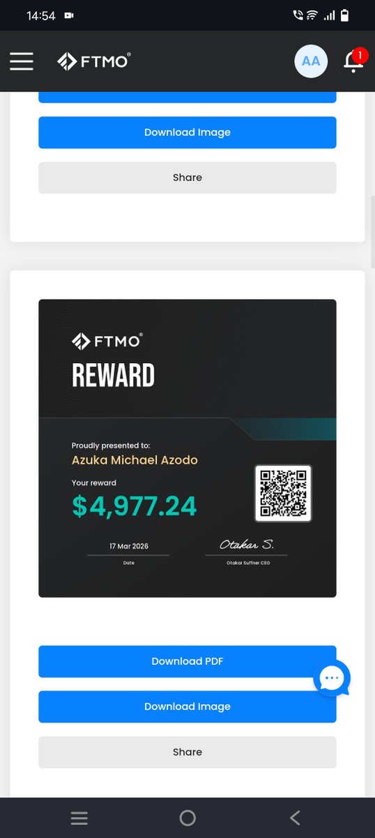 AzodoMichael's tweet photo. @CianHansardAF Been trading for 3 years, have had multiple payouts with evidence above, I made a mistake of using my payout for paying debt and eventually lost my funded account. This will be a new opportunity for me to prive myself again https://t.co/2lN0KfjOWi