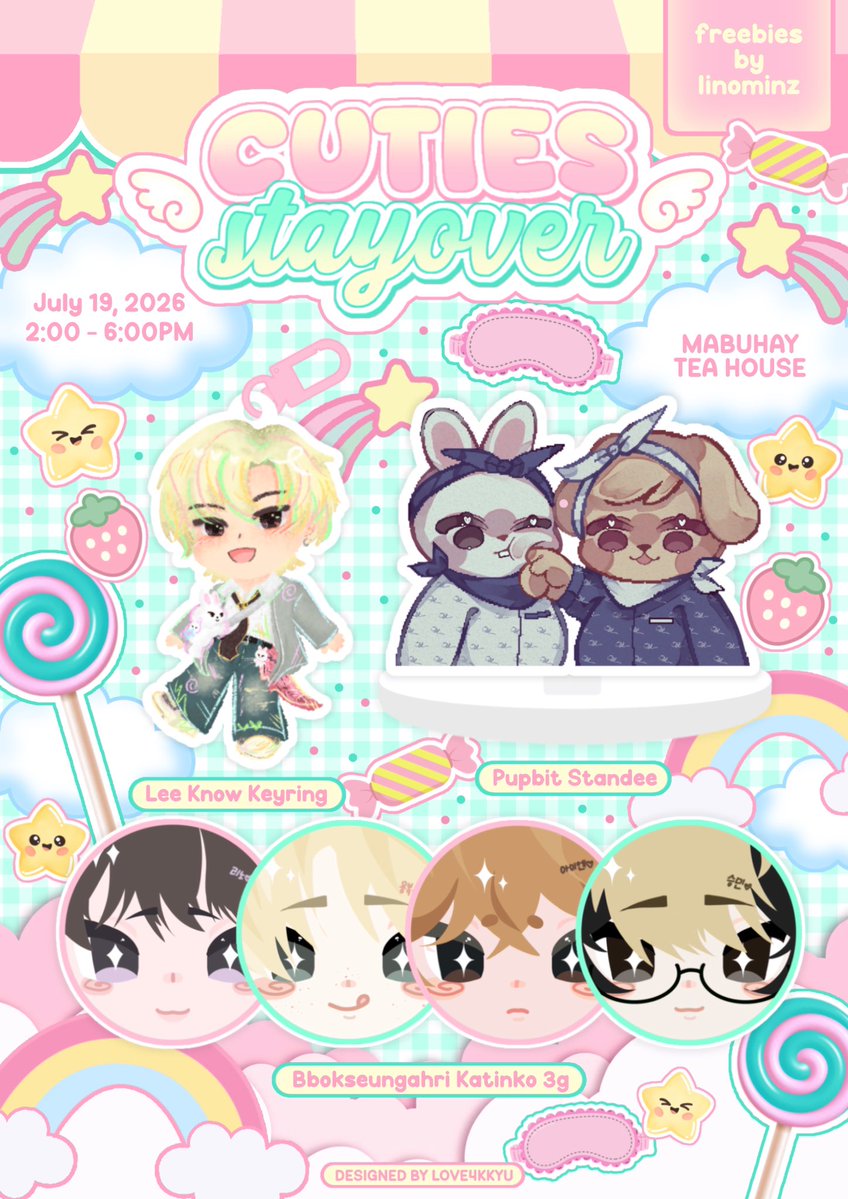 linominz's tweet photo. 🍭⭐️ bbokseungahri freebies 

☁️ mabuhay tea house  ㅡ july 19 
☁️ 1:1 limited quantity

see you there stays! 💭

#CutiesStayover #복승아리 ᶻ 𝗓 𐰁 .ᐟ https://t.co/kDQ77YnkbI