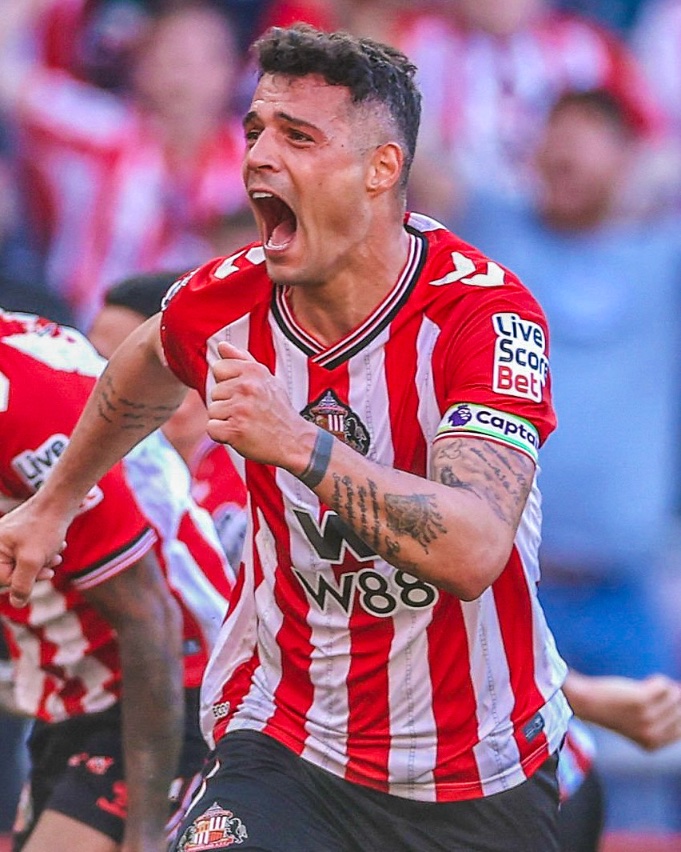 eurofootcom's tweet photo. 🇨🇭✨ Granit Xhaka (33) had season to remember. He signed for newly promoted side Sunderland and captained them to Europa League qualification for the FIRST time in their history. ✅ 

This summer, he helped Switzerland reach their first World Cup quarter-final in 72 YEARS. 👏 https://t.co/hjCnf9Nysm