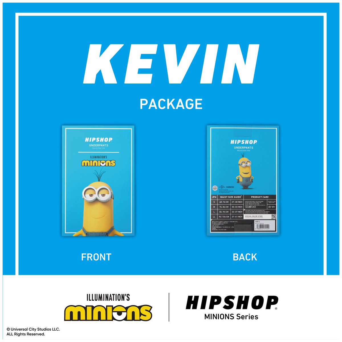 HipshopOfficial's tweet photo. ◼️◼️ MINIONS Series ◼️◼️
コミカルで愛らしく、いたずら好きで元気いっぱいなミニオンたちの魅力を、HIPSHOPらしいポップなデザインでアンダーウェアに落とし込みました。
ミニオンが幸せでいられるようにいつも真剣に考えているケビンはミニオンの中でリーダー的存在。
「KEVIN」
#HIPSHOP https://t.co/wI5rXZzZQV