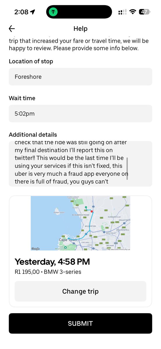 jesseknowsall's tweet photo. @Uber_Support @Uber_RSA  this needs to stop !! Why would I order a ride with Uber black and I get to my Destination and the rider doesn’t end the ride, imagine I had my card opened illegally be charged  extra, just imagine. You guys have zero respect for your customers https://t.co/c1mYBqI8oL
