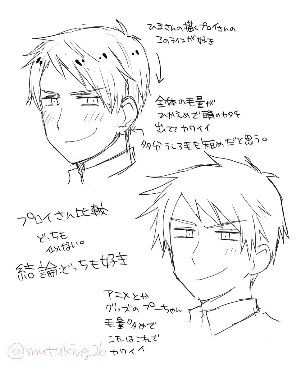 mutuking26's tweet photo. プロイさんの髪型について https://t.co/wquSwmqDni
