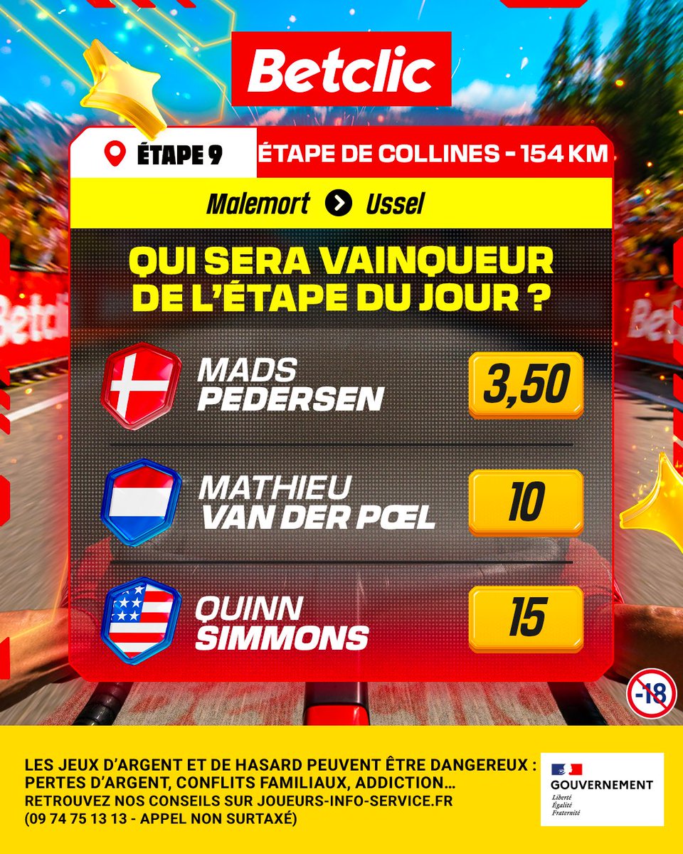 Betclic's tweet photo. Pedersen peut-il récidiver ? 👀🚴

Tous les paris de l'étape sont sur ton app'📲 https://t.co/vapzelA4Va
