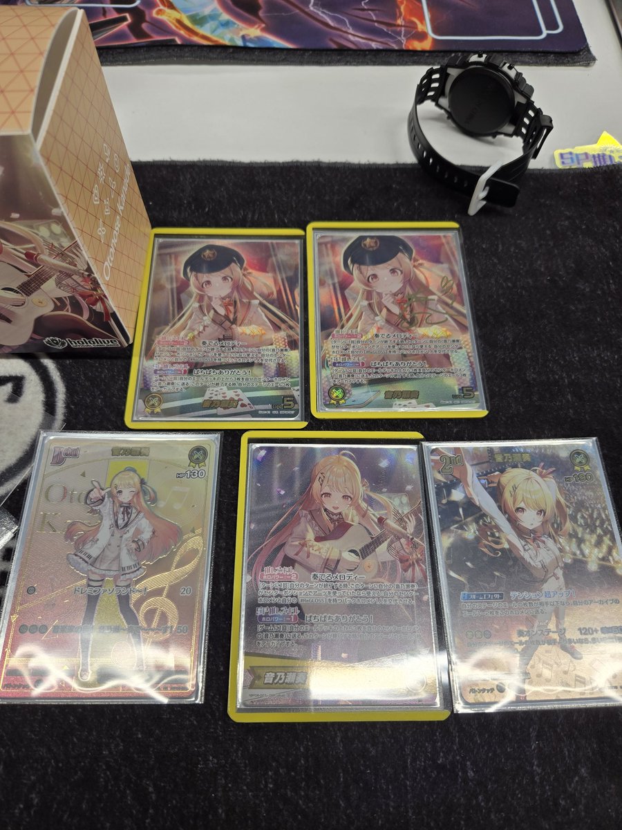 MinorPolaris420's tweet photo. うおおおー！ホロカ会楽しかったーー！！！みんなに奏ちゃんデッキの動き方とか教えて貰って練習してた！！！
すっごいギリギリで運良く１回かてたーー！！嬉しかった！！ヒヤヒヤする戦いめっちゃ手に汗握った！遊んでくれたみんなほんとにありがとう！写真は撮るの忘れてたから、揃った奏ちゃんをパシャリ！ラーメンも美味かった！