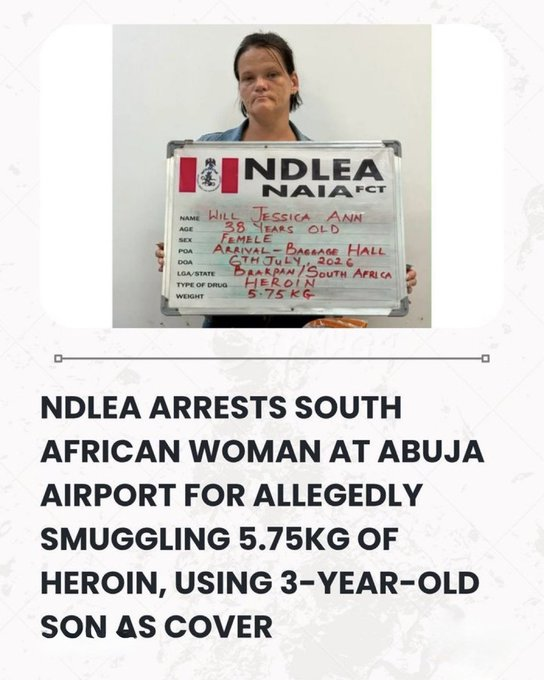 Jamesbisodun's tweet photo. Quick fact-check on the NDLEA story: Where exactly is the husband/partner, Jan Coenraad De Jager, from? Reports indicate he is South African, with operations based in Cambodia, and the pair allegedly ran a Cambodia–South Africa heroin trafficking route together.

Nigerian immigration authorities should consider enhanced background checks for visa applicants, including family/partner details, travel history, and the location records of any declared or known associates.