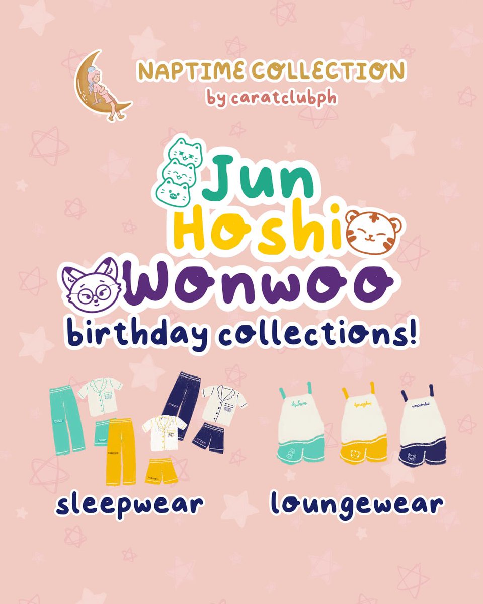caratclubph's tweet photo. whether you need stability, assurance, or validation our final #SEVENTEEN members’ Naptime Collection is here for you! ✨

preorder begins for our #JUNHUI, #HOSHI, and #WONWOO sleepwear and loungewear coll below! ♊️🐯❤️‍🩹 https://t.co/tGPftufmY3