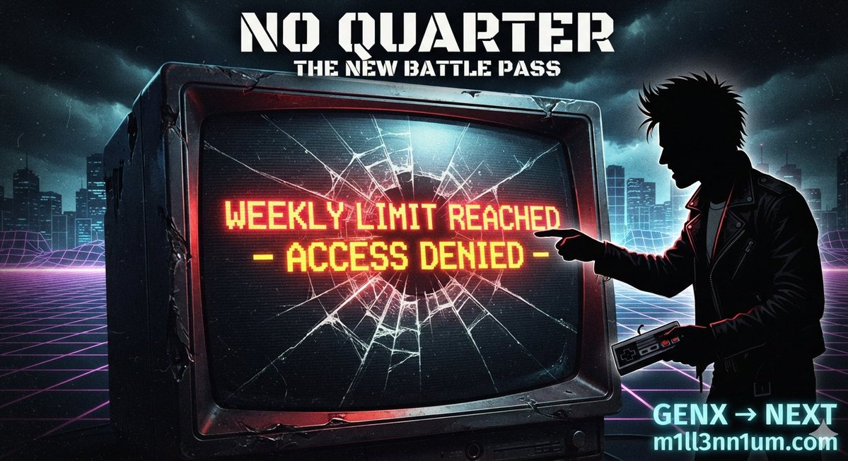 1msdj1's tweet photo. They capped the AI.

Same suits who turned gaming into battle-pass hell just put weekly limits on the tools we use to create and push back.

From the trenches since ’87 — this ain’t sustainability. This is control.

Read The Full dispatch, no filters: https://t.co/Y2DFkipGhn
https://t.co/0UJ9CYszLZ

No Quarter - Still Angry https://t.co/XZSCGtVZXw
@elonmusk @grok