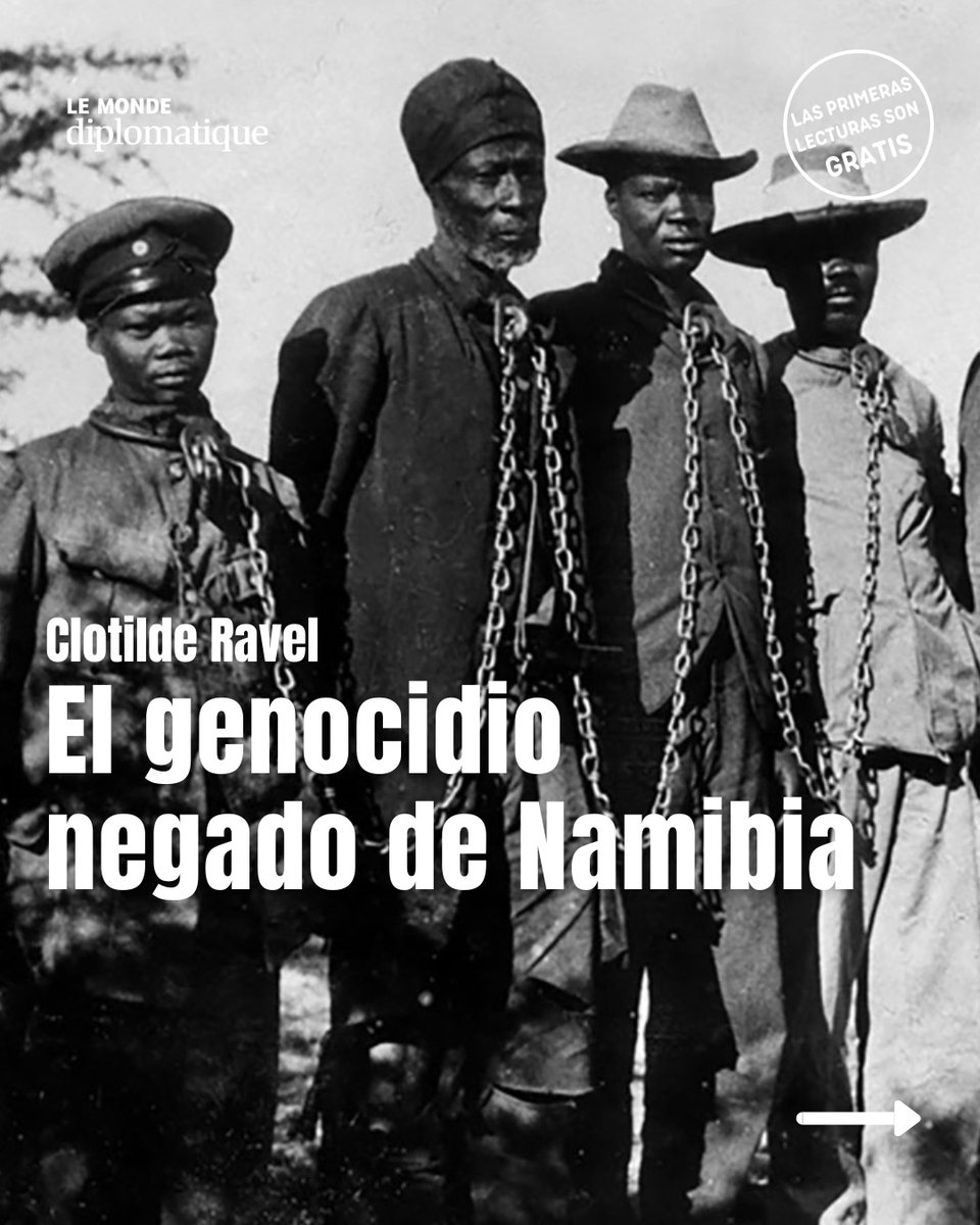 ElDiploConoSur's tweet photo. Entre 1904 y 1908, las tropas imperiales alemanas asesinaron a miles de hereros y namas en la colonia de África del Sudoeste Alemana, actual Namibia, por resistirse a la ocupación colonial. Sus descendientes, despojados de sus tierras y marginados por el poder central, hoy buscan reconocimiento de los crímenes y reparación. ✍️ Clotilde Ravel

👉 Leela en https://t.co/0Ol9k3jIFn
🎁¡Las primeras lecturas son gratis!