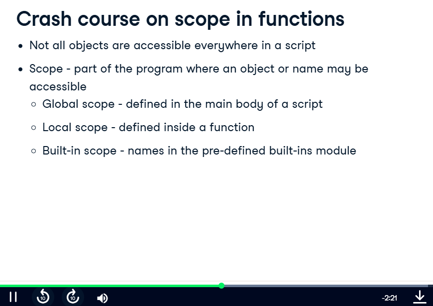 meyang27's tweet photo. #LSPPDay42
I started Default arguments, variable-length arguments and scope in Python.  I learned about scope and user-defined functions, keyword global and python's built in scope. I also did a pop quiz on scope.
@lftechnology
#60DaysOfLearning2026 #LearningWithLeapfrog https://t.co/tSiITIbsWm