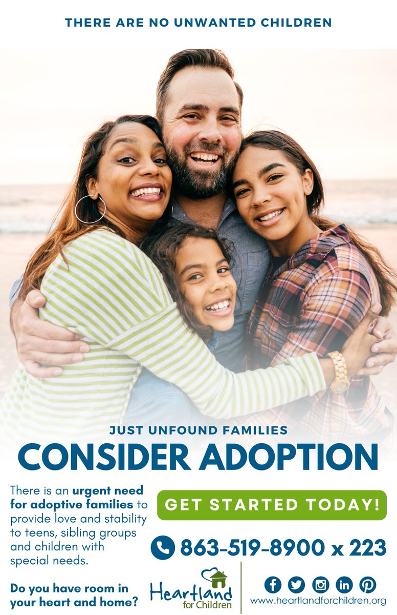 HFCFL's tweet photo. Every child deserves a forever family. Adoptive families are urgently needed for teens, sibling groups, and children with special needs. 🏡
Could you make a difference?
📞 863-519-8900 x223
🌐 https://t.co/9CGxxUDVhi
#Adoption #ForeverFamily #FamilyForEveryChild #ChangeALife https://t.co/ruVWPkgkND