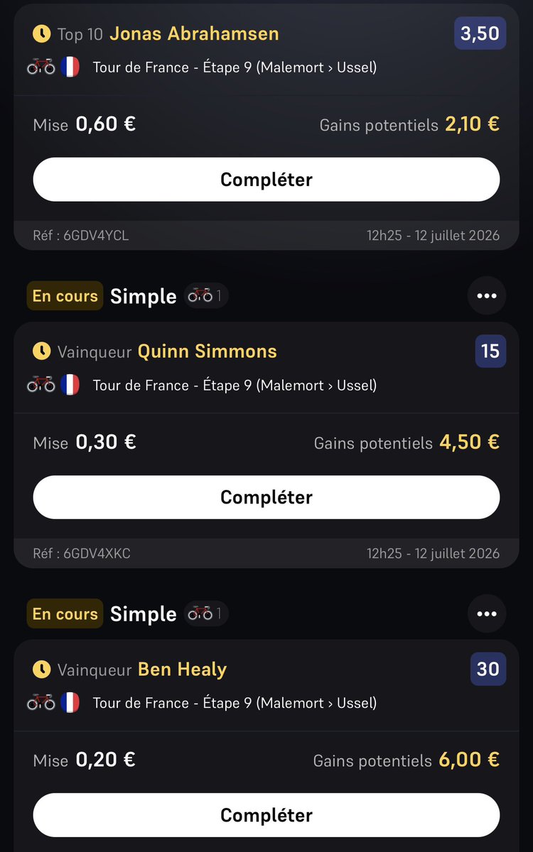 Lobet141's tweet photo. Bet #TDF2026ᴿᴾ 

J’ai pris ça comme bet pour aujourd’hui ⤵️

#TeamParieur https://t.co/EbzHjdCVyw