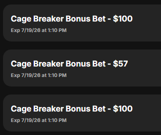 Bobby__Bets's tweet photo. Draftkings Cagebreaker promo for Paddy paid 257 for everyone last night. Figured everyone and their mother wouldve been on Gable https://t.co/GH9vUA6h2c