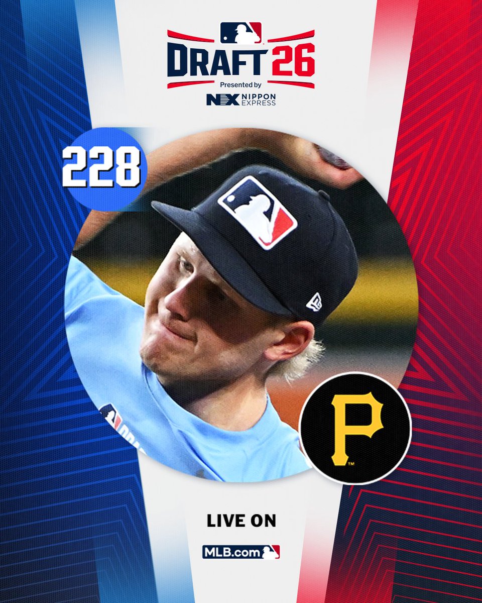 MLBDraft's tweet photo. With their 8th-round pick (No. 228 overall), the @Pirates select @ASU_Baseball right-handed pitcher Alex Overbay, son of 14-year big leaguer, Lyle.

Watch live: https://t.co/h080jbn5Dp https://t.co/Jn6ZguOdsJ
