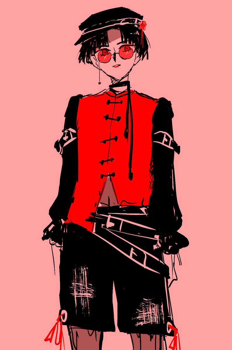 ritsmiku's tweet photo. brainstorming a gaku design bc how did they leave the red/black palette chara out of the red/black palette set https://t.co/1iS60hr5hb
