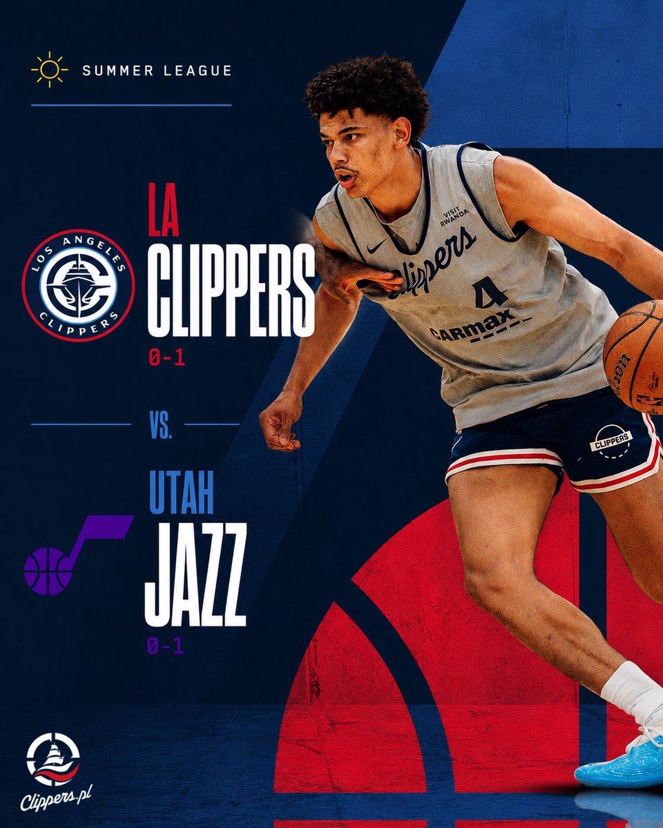 ClippersPL's tweet photo. Przed nami drugi mecz Summer League. Tym razem przeciwnikiem będą Utah Jazz - możliwe, że w ich składzie zobaczymy wybranego z 2. numerem draftu, Darryna Petersona.
Początek meczu o godz. 4:00 nad ranem polskiego czasu.
#ClipperNation #NBApl https://t.co/uljbibE6Mj