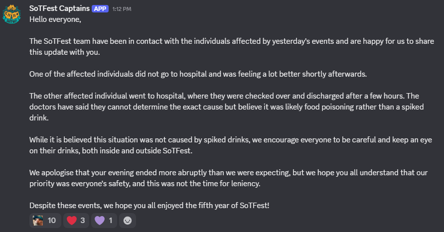 SoTFest's tweet photo. Statement regarding last night's incident. https://t.co/Weyu7ewISj