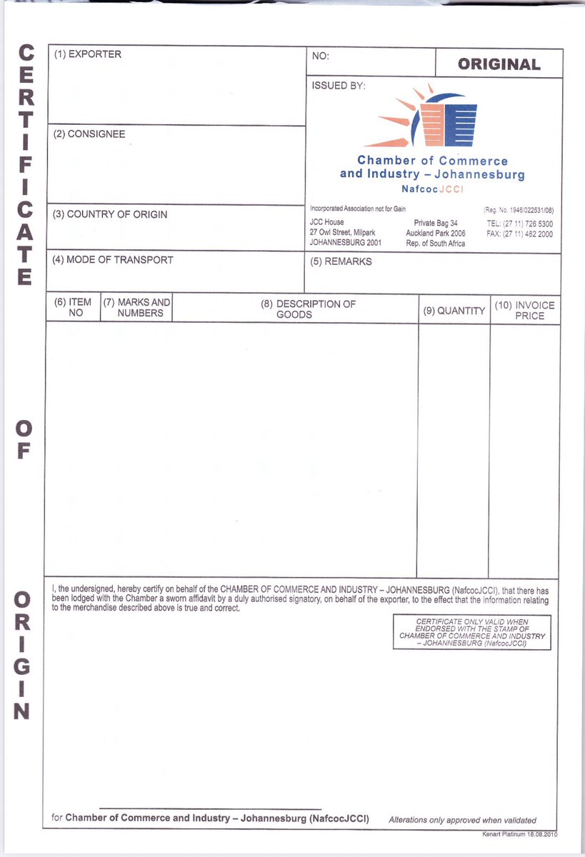 daddyhope's tweet photo. Many people ask me what documents are needed from the South African side importing Boer goats from South Africa into Zimbabwe.

The first document is a Certificate of Origin, issued by the Johannesburg Chamber of Commerce. It confirms that the goats being exported originated in South Africa and forms part of the paperwork required for export and import.

The second document is a veterinary declaration letter from the farmer’s veterinarian. In this letter, the vet confirms that the herd from which the goats come is visually free of notifiable diseases. This document is also required by the Zimbabwean authorities as part of the import process.

The farmer usually arranges this veterinary letter together with the other export documentation. As the buyer, you need to make sure that all these documents are in order before transporting the animals to Zimbabwe.

When importing livestock, paperwork is just as important as the animals themselves. Without the correct documents, including veterinary permits, quarantine papers and certificates such as these, your goats can be delayed at the border or even refused entry.