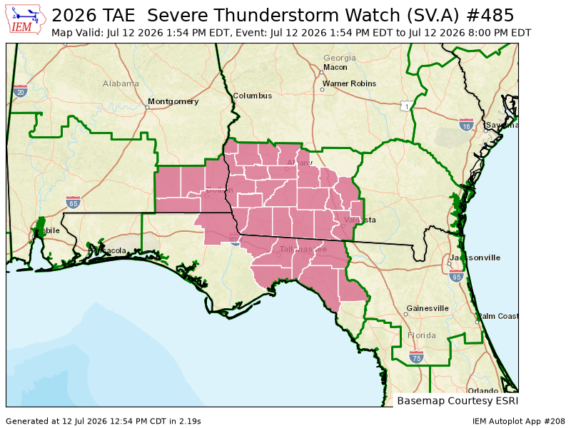 iembot_al's tweet photo. TAE issues Severe Thunderstorm Watch till Jul 12, 8:00 PM EDT https://t.co/KwZ8sbXfa9 https://t.co/eqVENP4Nrh
