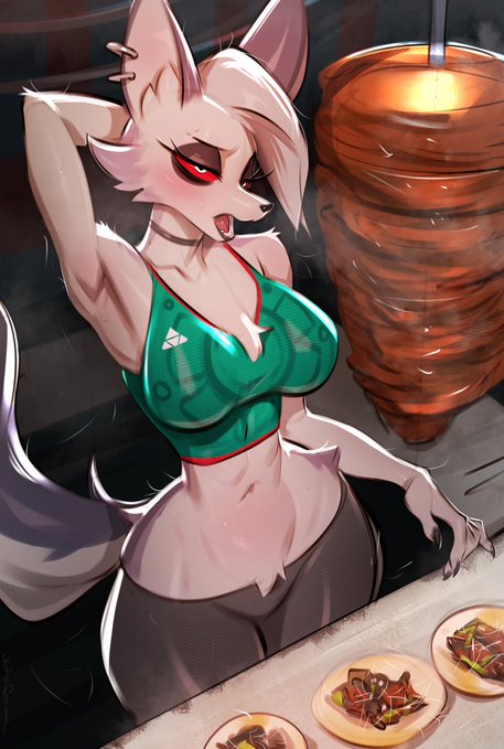 milaluna285481's tweet photo. Serving looks while waiting for dinner. 🐺🌮✨#Loona #HelluvaBoss #LoonaFanart #HelluvaBossFanart #FurryArt #Anthro #DigitalArt #FurryFandom https://t.co/EotZnufo16