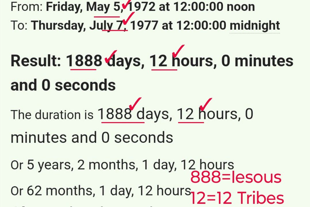 AquariusMessiah's tweet photo. May 5th-July 7 the 1977, 888=Iesous, 777=God,
1=I And The Father Are 1
1888 Days, 12 Tribes Of Israel, 12 Apostles
#12Tribes
#12Apostles
#SonOfMan
#sevensevenseven
#eighteighteight
#secondcomingofchrist
#Mayfifththebirthofchrist https://t.co/wTPifLWdh6