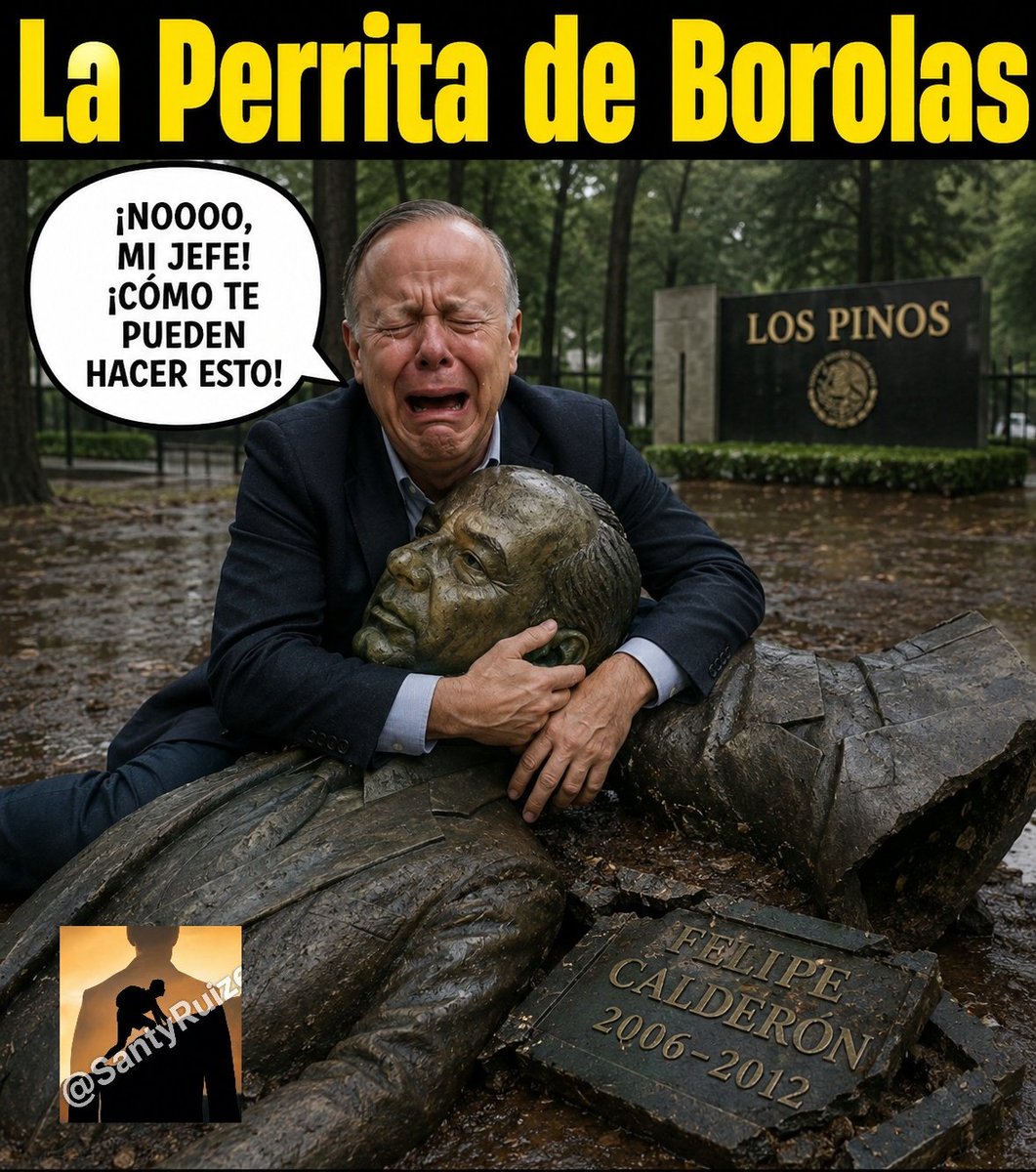 SantyRuize's tweet photo. Ciro Gómez Leyva es  #LaPerritaDeBorolas 
Sufre y dramatiza que la estatua de su amado Felipe Calderón se encuentre  tirada y olvidada en los Pinos.  @CiroGomezL https://t.co/OzQZcvLRN4