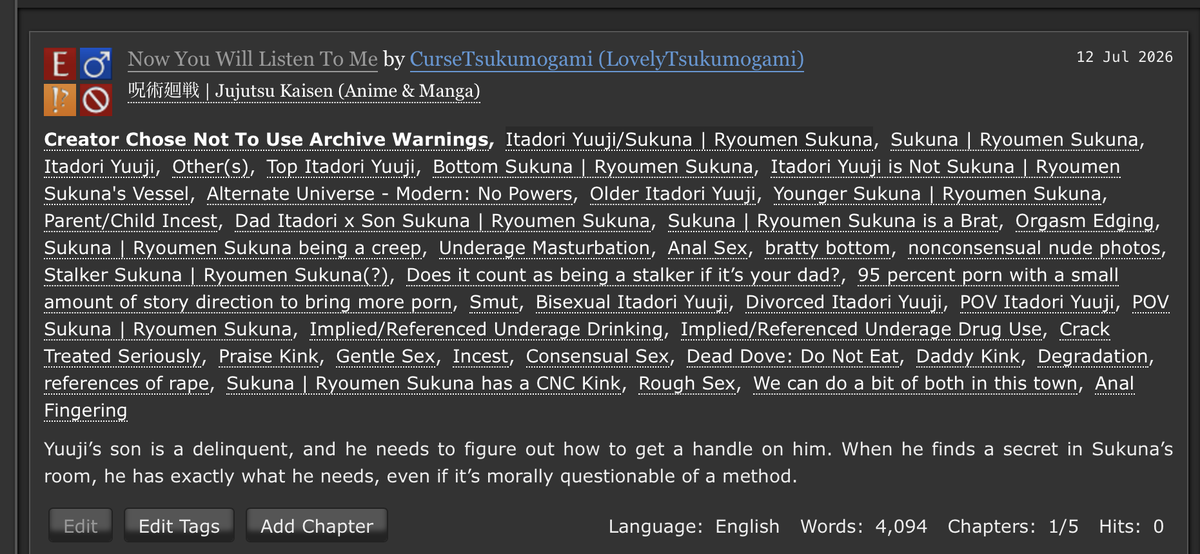 lovelytsuku's tweet photo. Based on a lil ramble i did a while ago
#itasuku #itsk | porn with some semblance of plot? | 1/5
In which Sukuna wants his daddy’s cock.
https://t.co/Ja14XPCfGt https://t.co/HYYyE4micl