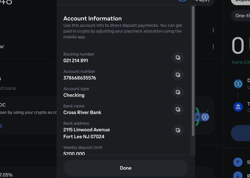 PaulBarba12's tweet photo. Hey @coinbase or @brian_armstrong is this not still available for direct deposit?  If not why is it on website still? https://t.co/J6Go3i6IO6
