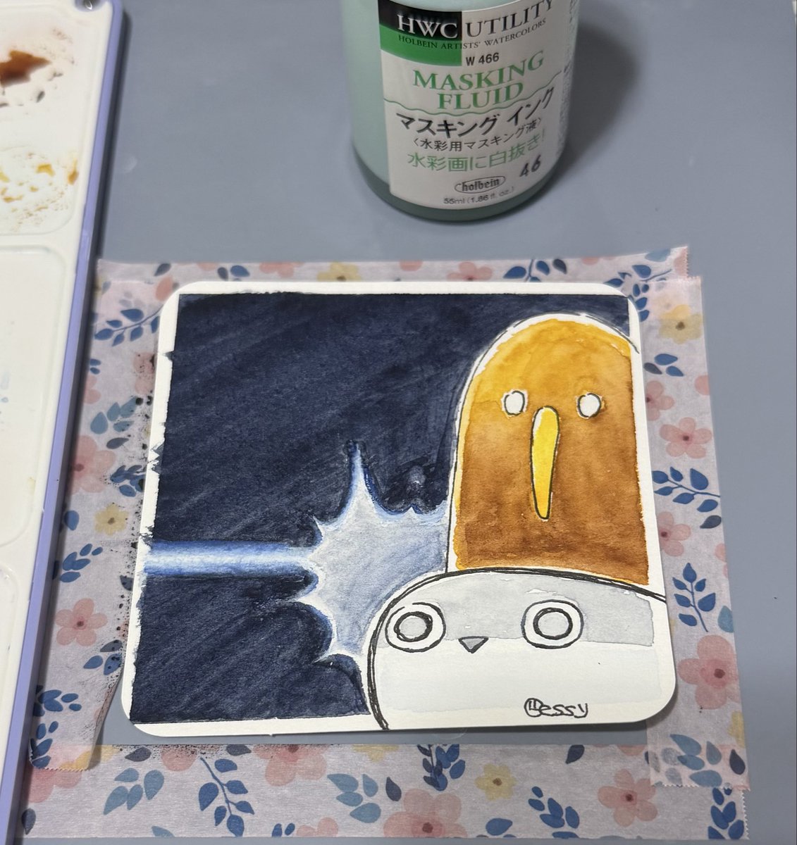 gessyturn's tweet photo. STRIKE
マスキング失敗して紙がもけもけになった‼︎

#WorldWatercolorMonth2026
#WWMホルベインチャレンジ https://t.co/3hG27mIOnE