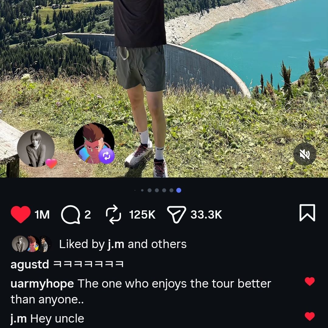 mhereonlyforbts's tweet photo. HOBI AND JIMIN COMMENTS UNDER YOONGI POST LMAOO😭😭

🐿The one who enjoys the tour better than anyone
🐥Hey uncle https://t.co/1D6mz2Ipnj